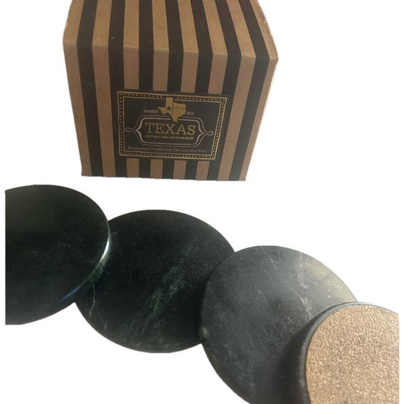 unkown Other - Black and Brown Marble Coaster Set Non Slip or Scratch Bottom